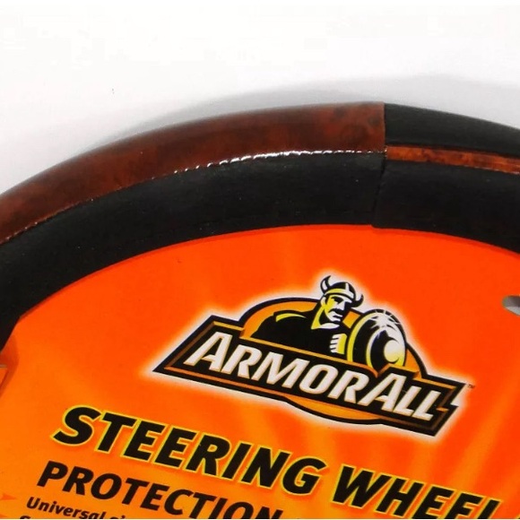 Armor All Premium Sport Steering Wheel Cover Padded BLACK & Faux Wood 14.5-15.5" - Picture 2 of 5